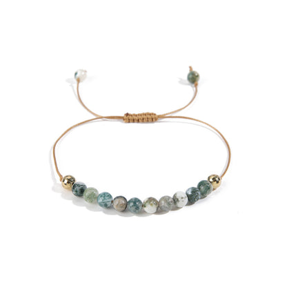 Gray Quartz and Polyster 18K Gold-Plated Adjustable Bracelet, gold bracelet for women, elegant gift for her, detail close-up