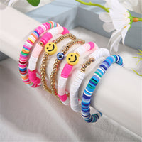 Pink & 18k Gold-Plated Multicolor Smiley Stretch Bracelet Set