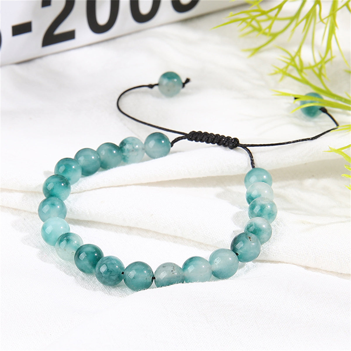 Teal Quartz Adjustable Bracelet, bracelet for women, botanical inspired, lifestyle look