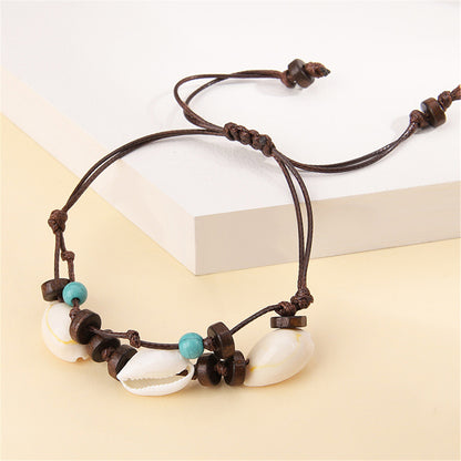 Turquoise and Conch Shell Layered Bracelet, bracelet for women, dainty minimalist design, lifestyle look