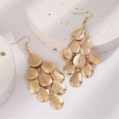 18K Gold-Plated Petal Cluster Drop Earrings, gold drop earrings for women, botanical inspired, side view