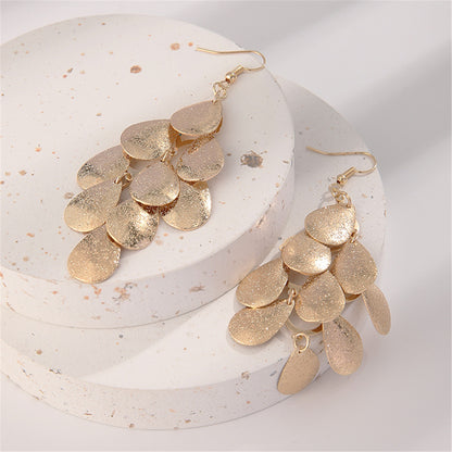 18K Gold-Plated Petal Cluster Drop Earrings, gold drop earrings for women, botanical inspired, detail close-up