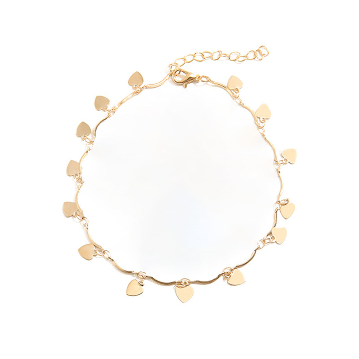 18K Gold-Plated Heart Charm Anklet, gold anklet bracelet, dainty minimalist design, side view