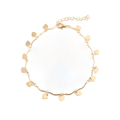 18K Gold-Plated Heart Charm Anklet, gold anklet bracelet, dainty minimalist design, side view
