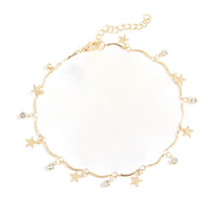 Cubic Zirconia & 18k Gold-Plated Star Charm Anklet