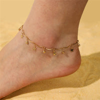 Cubic Zirconia & 18k Gold-Plated Star Charm Anklet