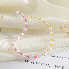 Pink & Yellow Howlite Pearl Choker Necklace