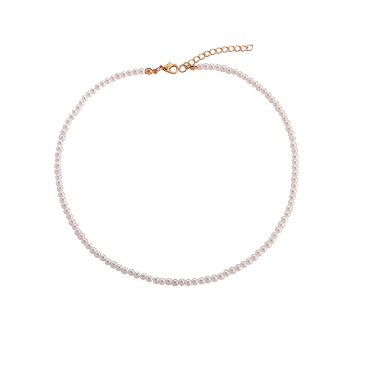 Pearl and 18K Gold-Plated Choker Necklace, gold pendant necklace for women, elegant gift for her, front view