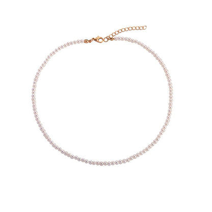Pearl and 18K Gold-Plated Choker Necklace, gold pendant necklace for women, elegant gift for her, front view