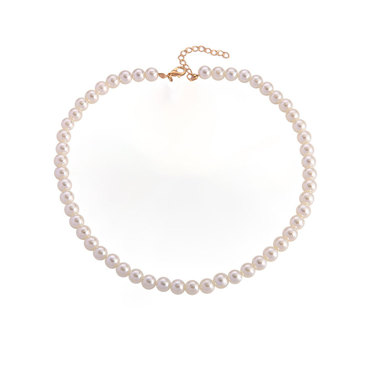 Pearl and 18K Gold-Plated 8MM Choker Necklace, gold pendant necklace for women, elegant gift for her, front view