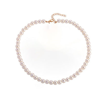 Pearl and 18K Gold-Plated 8MM Choker Necklace, gold pendant necklace for women, elegant gift for her, front view