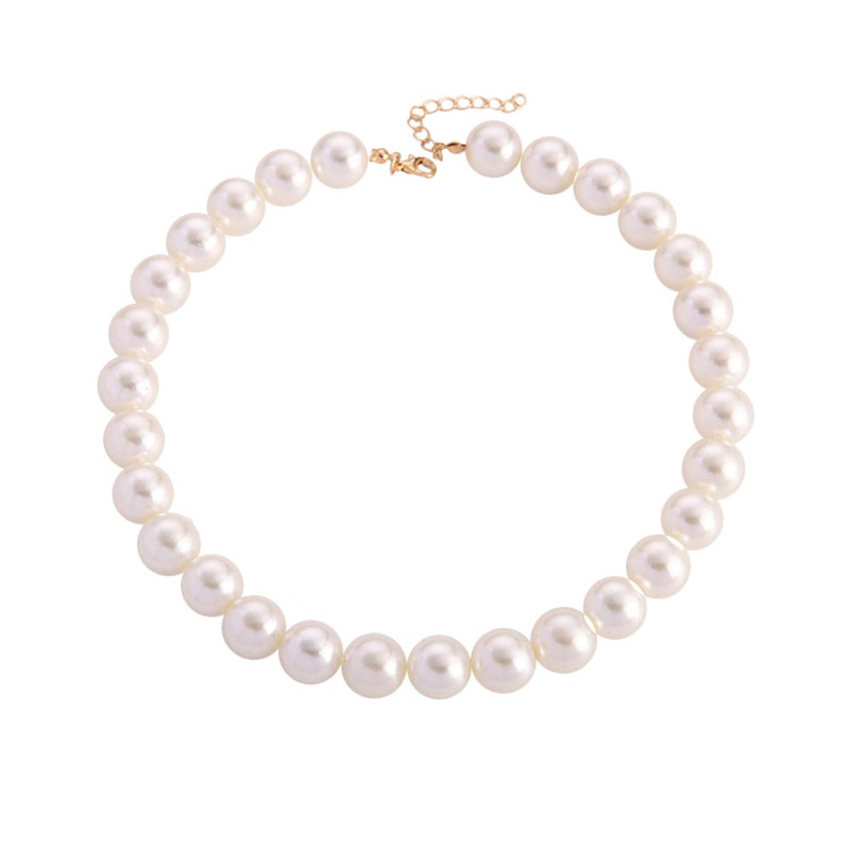Pearl and 18K Gold-Plated 14MM Choker Necklace, gold pendant necklace for women, dainty minimalist design, front view