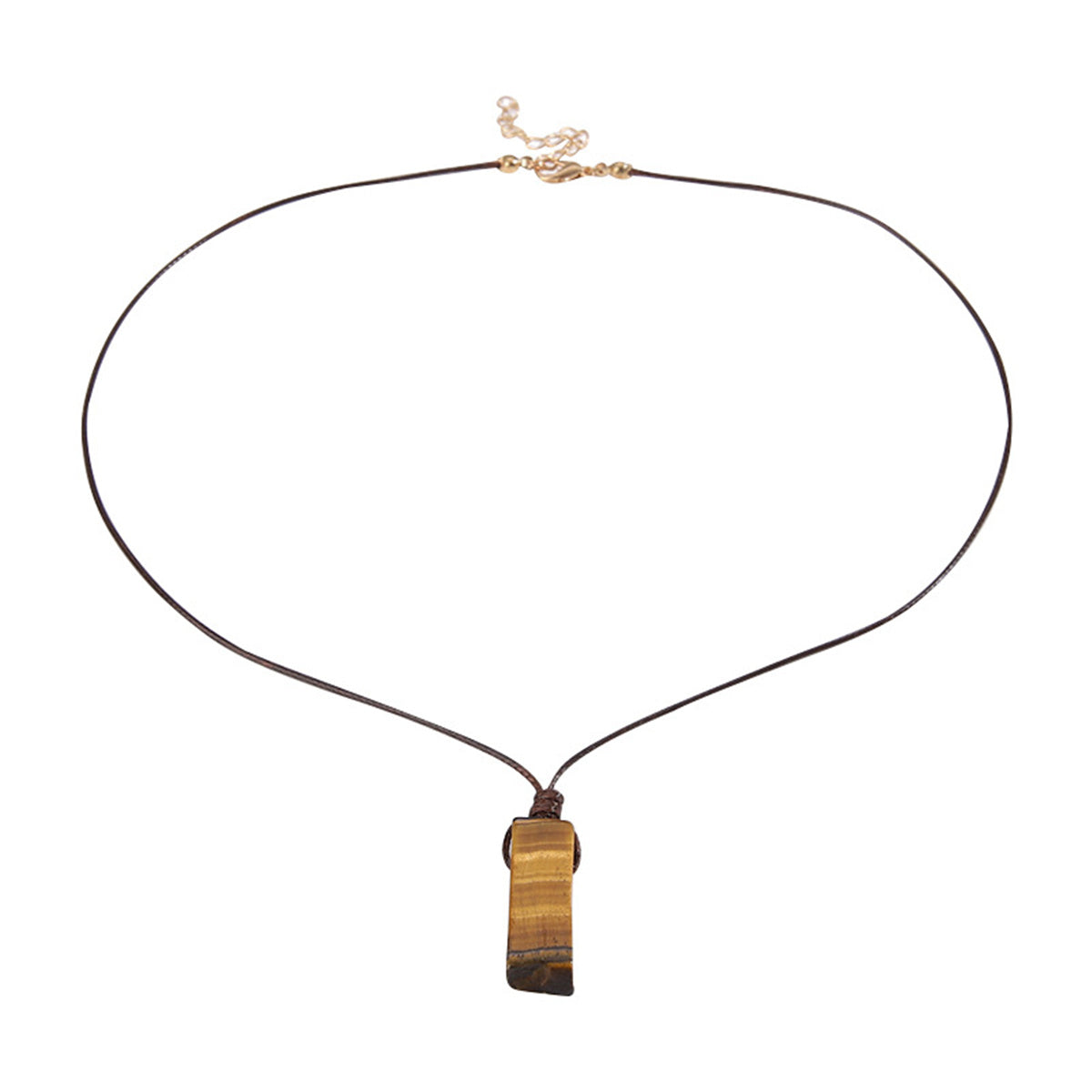 Brown Resin & 18K Gold-Plated Column Pendant Necklace