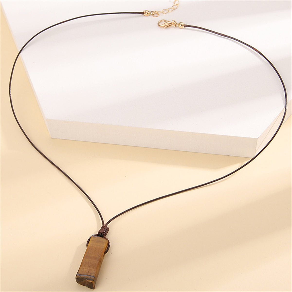 Brown Resin & 18K Gold-Plated Column Pendant Necklace