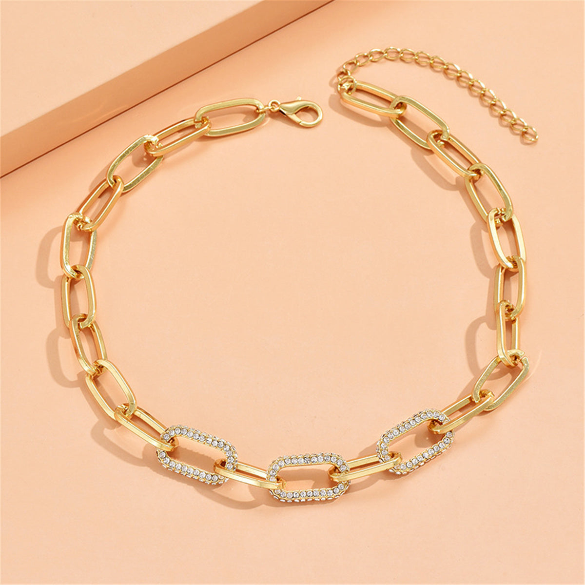 Cubic Zirconia & 18K Gold-Plated Cable Chain Choker Necklace