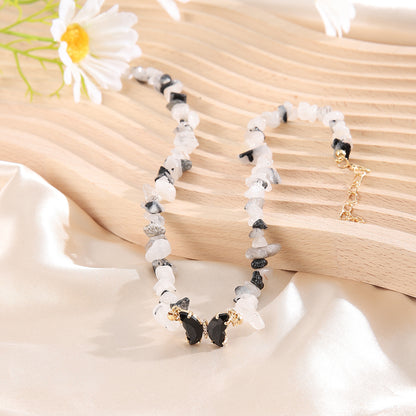 Black and White Resin Butterfly Pendant Necklace, pendant necklace for women, elegant gift for her, side view