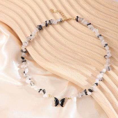 Black and White Resin Butterfly Pendant Necklace, pendant necklace for women, elegant gift for her, detail close-up