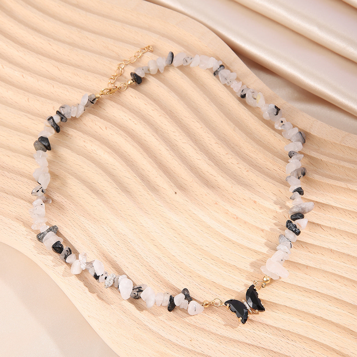 Black and White Resin Butterfly Pendant Necklace, pendant necklace for women, elegant gift for her, lifestyle look