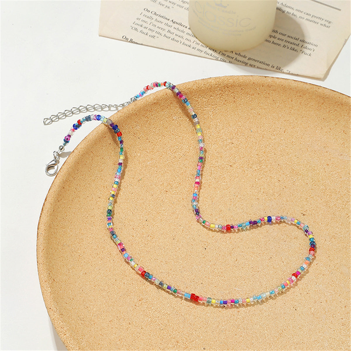 Blue Acrylic & Silver-Plated Beaded Necklace
