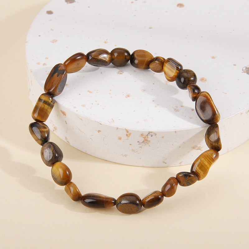 Brown Quartz Irregular Stretch Bracelet, bracelet for women, dainty minimalist design, front view