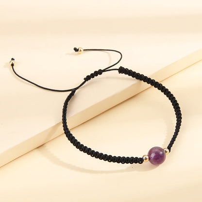 Light Purple Crystal and Polyster 18K Gold-Plated Adjustable Bracelet, gold bracelet for women, lifestyle look
