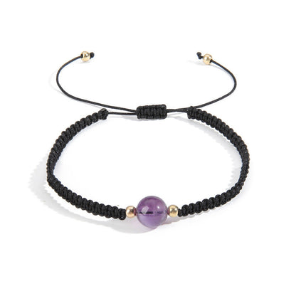Light Purple Crystal and Polyster 18K Gold-Plated Adjustable Bracelet, gold bracelet for women, everyday style, side view