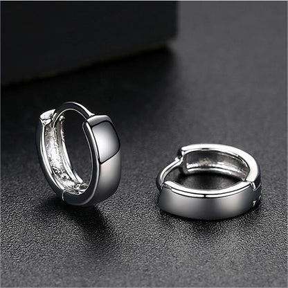 Silver-Plated Huggie Earrings, silver huggie earrings, elegant gift for her, side view