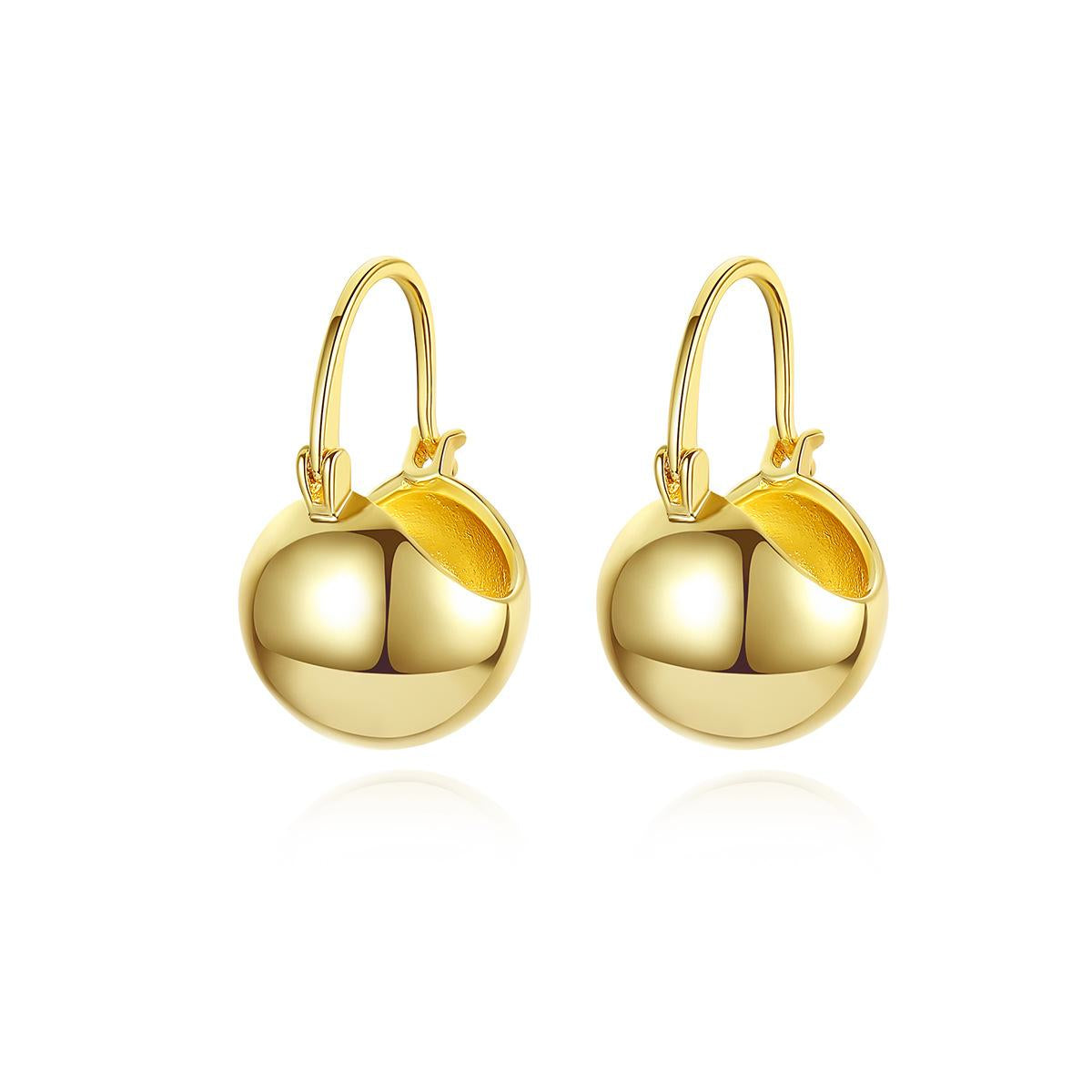 Elegant 18K gold-plated ball huggie earrings, perfect for adding a touch of luxury to any outfit.