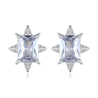 Cubic Zirconia and Crystal Silver-Plated Star Stud Earrings, silver stud earrings for women, side view