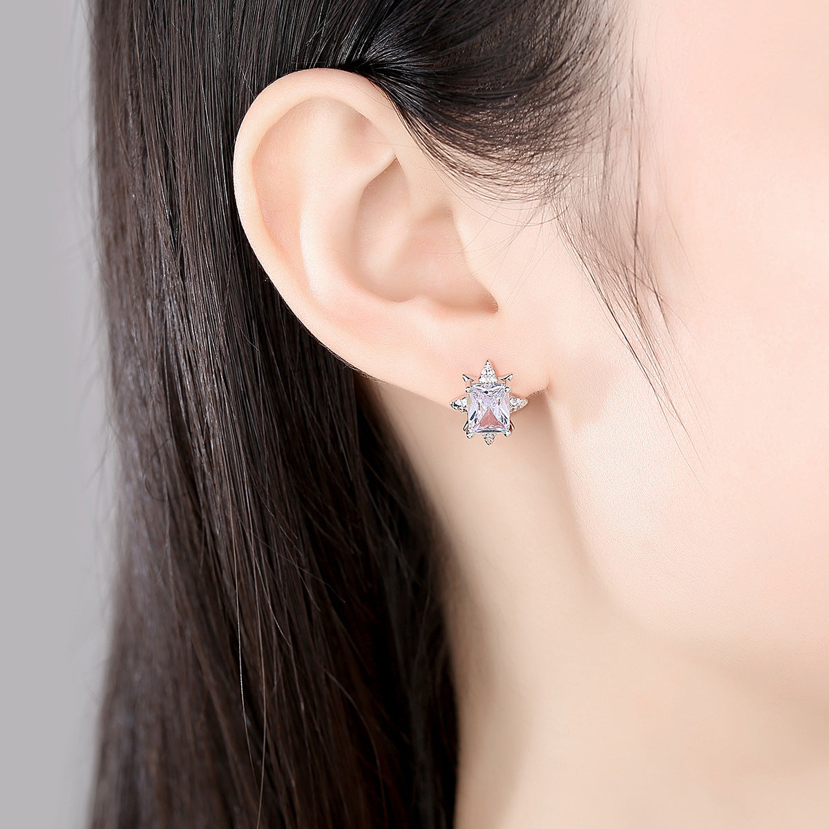 Cubic Zirconia and Crystal Silver-Plated Star Stud Earrings, silver stud earrings for women, lifestyle look