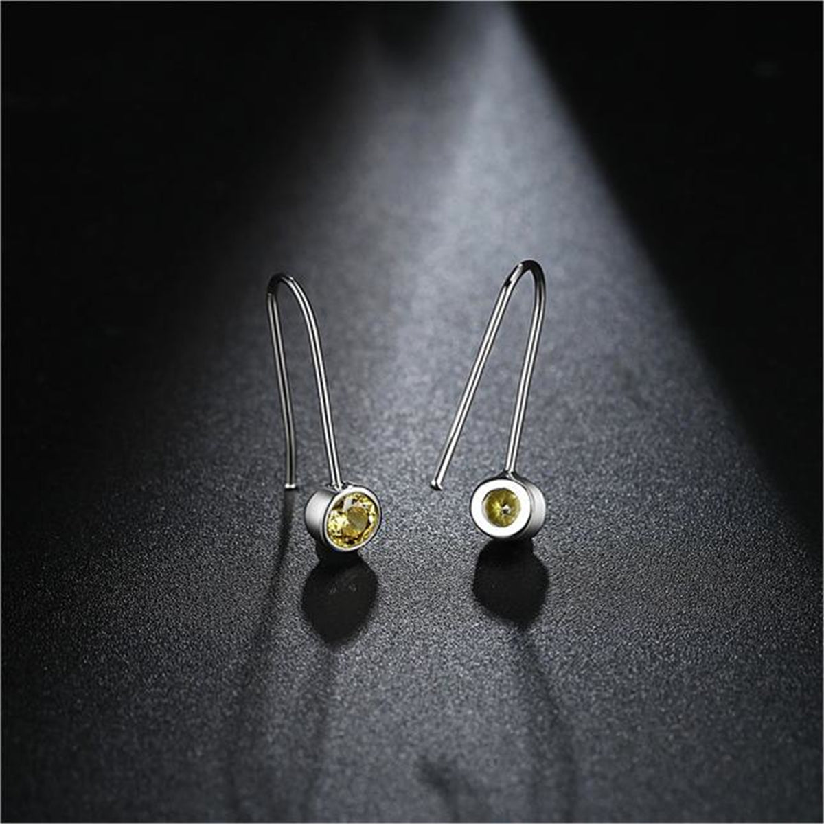 Yellow Cubic Zirconia & Silver-Plated Round Hoop Earrings