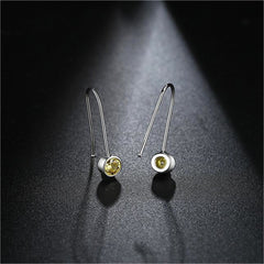 Yellow Cubic Zirconia & Silver-Plated Round Hoop Earrings