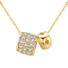 Clear Cubic Zirconia & 18K Gold-Plated Stacked Ring Pendant Necklace
