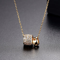 Clear Cubic Zirconia & 18K Gold-Plated Stacked Ring Pendant Necklace