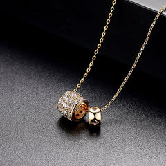 Clear Cubic Zirconia & 18K Gold-Plated Stacked Ring Pendant Necklace