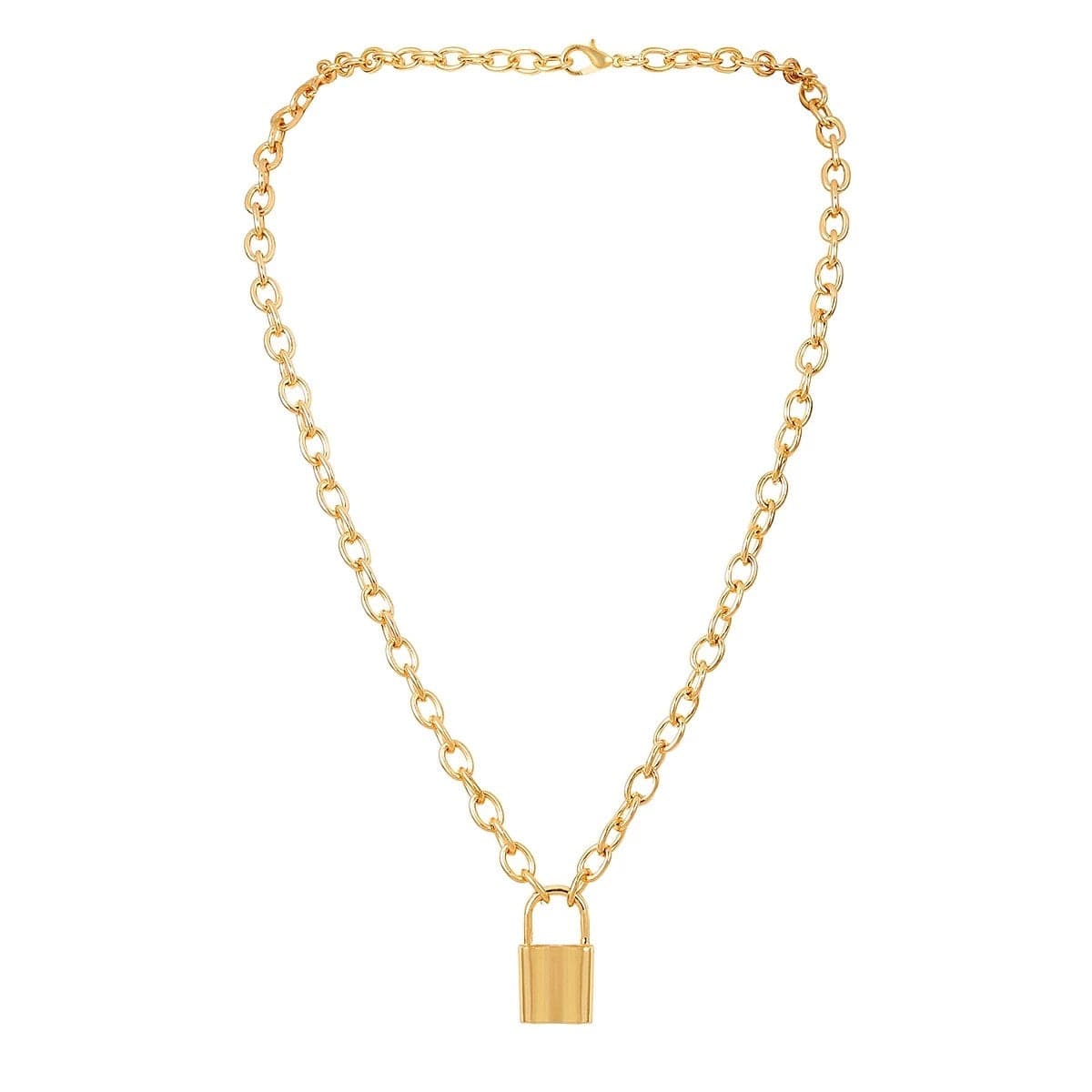 18K Gold-Plated Lock Pendant Necklace
