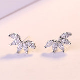 Crystal & Silver-Plated Marquise-Cut Wing Stud Earrings