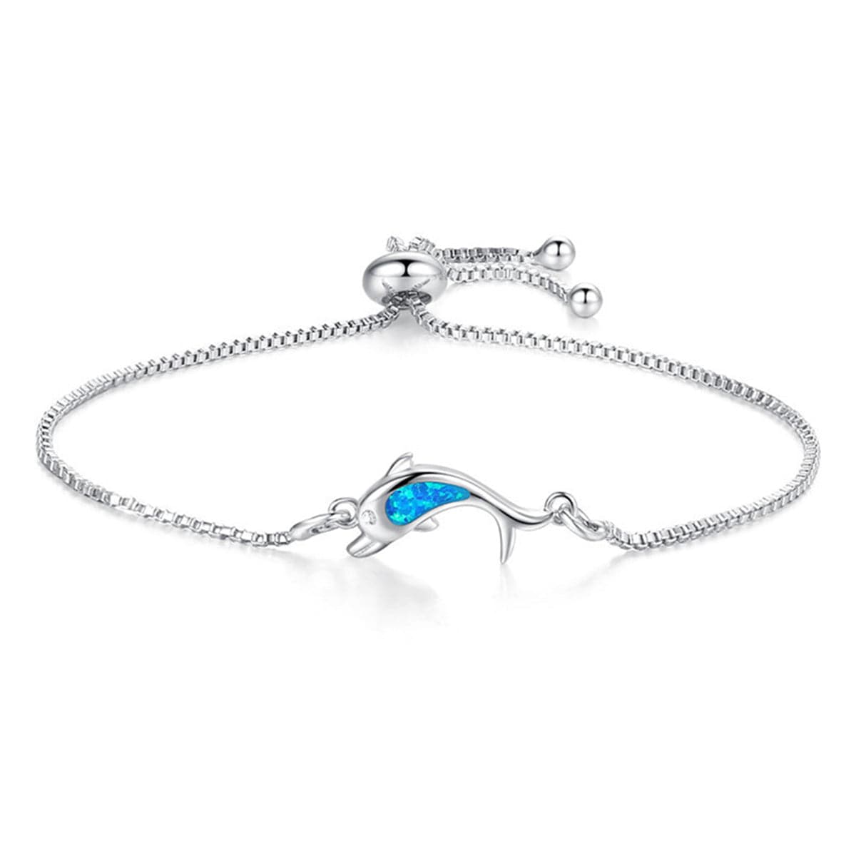Blue Opal & Fine Silver-Plated Dolphin Adjustable Bracelet - streetregion