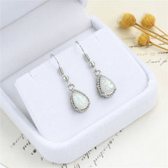 Opal & Silver-Plated Drop Earrings