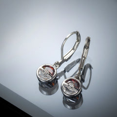 Red Crystal & Silver-Plated Ball Leverback Earrings