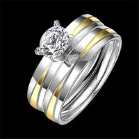 Cubic Zirconia & Two-Tone Stackable Ring Set - streetregion