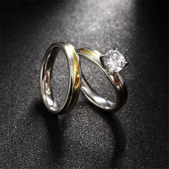 Cubic Zirconia & Two-Tone Stackable Ring Set - streetregion