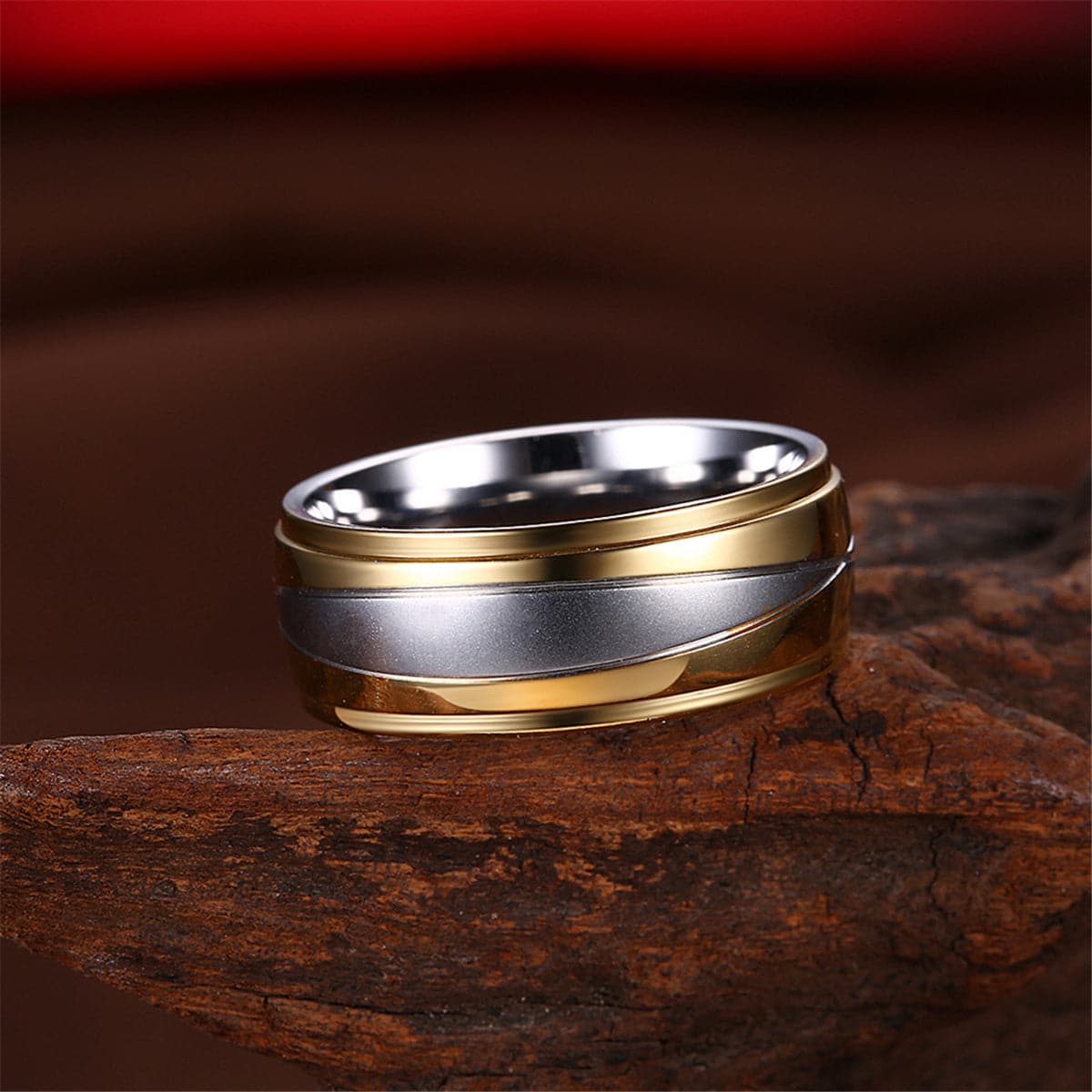 Silver-Plated & 18k Gold-Plated Rounded Band Ring - streetregion