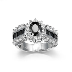 Black Crystal & Cubic Zirconia Oval-Cut Ring