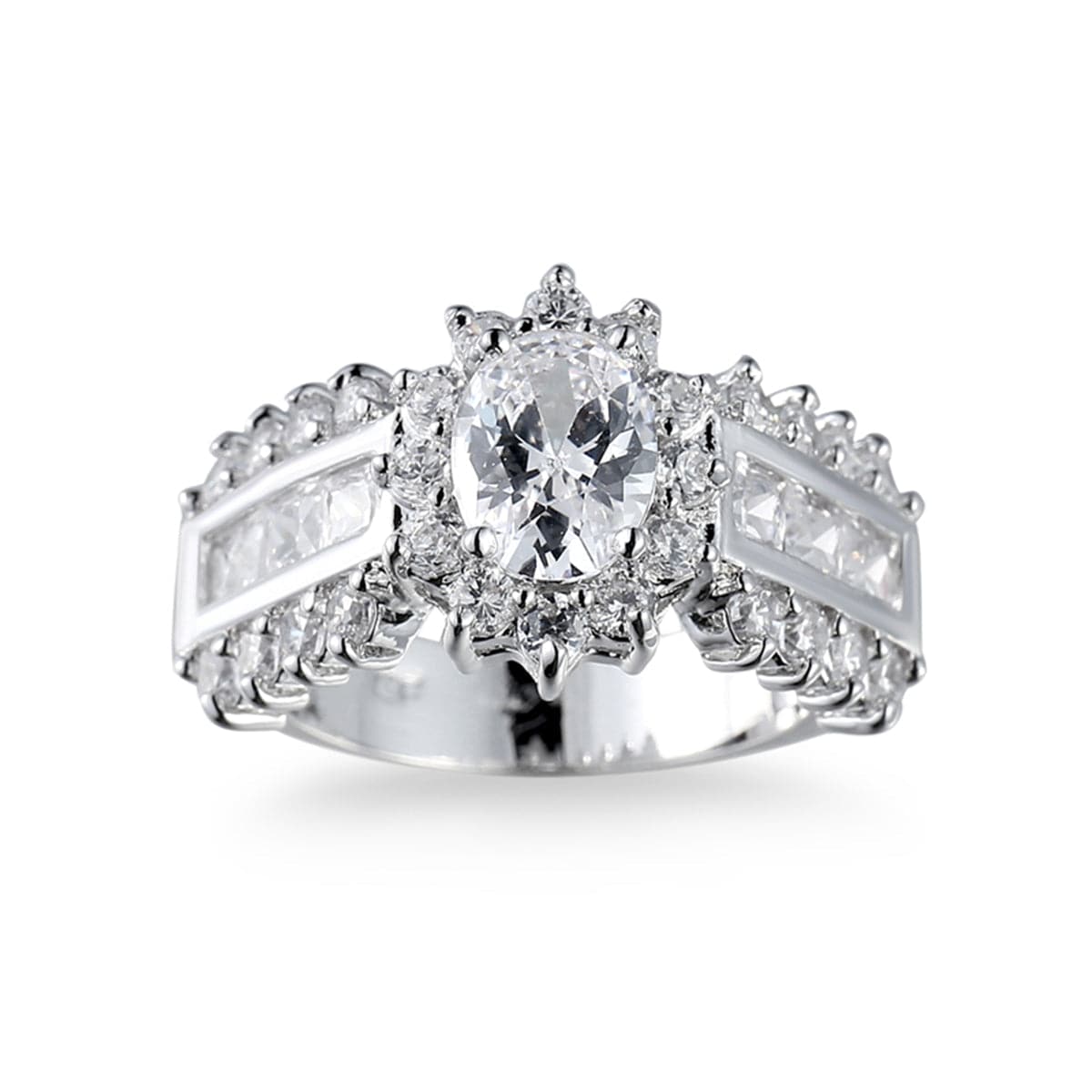 Crystal and Silver-Plated Hola Ring, silver statement rings for women, botanical inspired, detail close-up