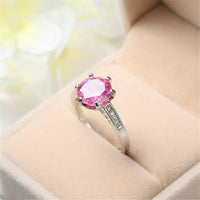 Pink Cubic Zirconia & Crystal Prong Round Ring
