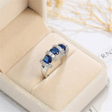 Navy Oval Crystal & Cubic Zirconia Oval-Cut Band Ring