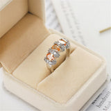 Champagne Cubic Zirconia & Silver-Plated Triple Oval Ring