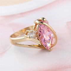 Pink Crystal & Cubic Zirconia Crossover Marquise Ring