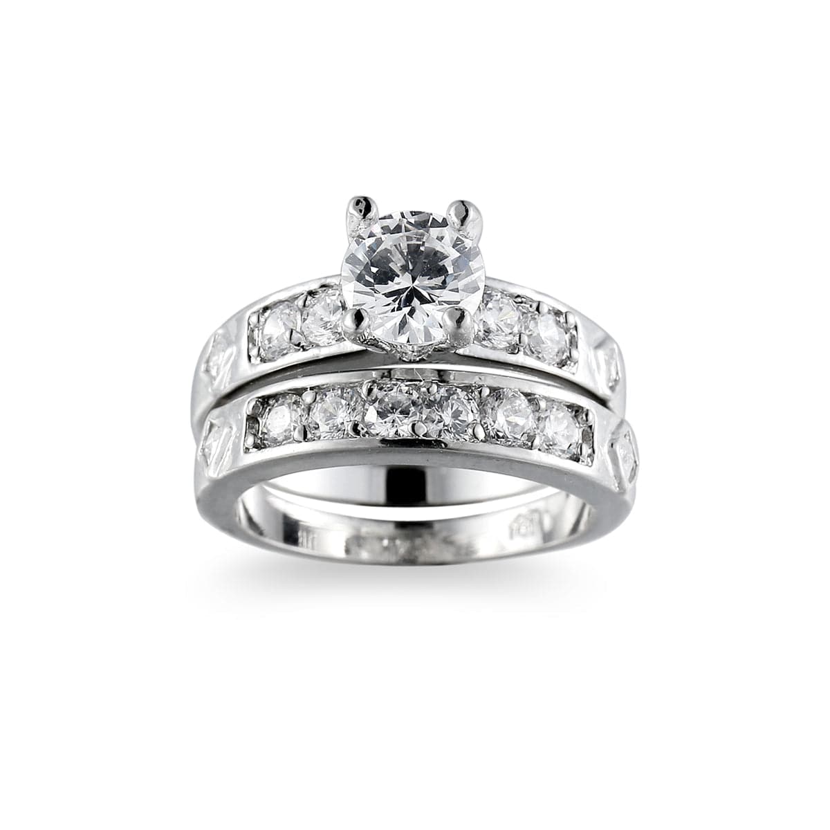Crystal and Cubic Zirconia Ring Set, jewelry gift sets for women, dainty minimalist design, side view
